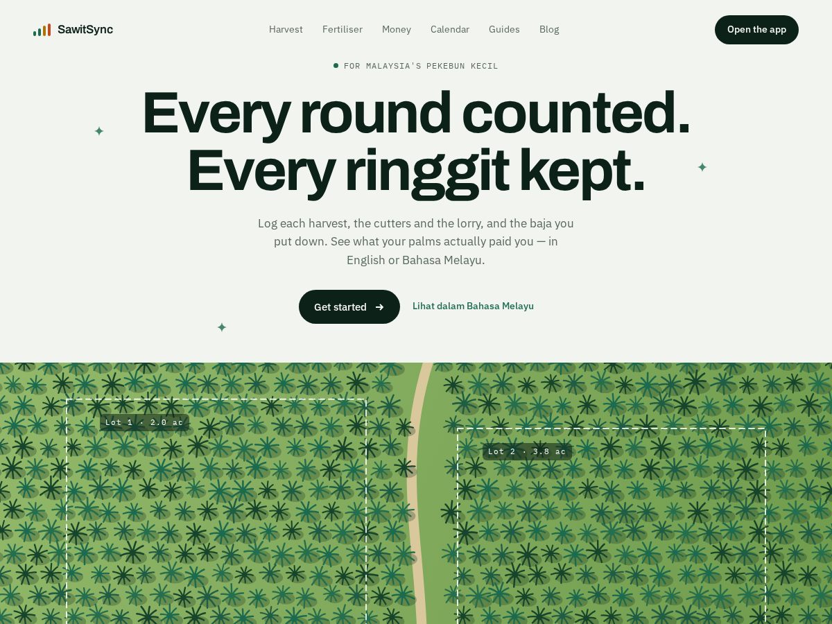 Landing-page snapshot of sawitsync.com