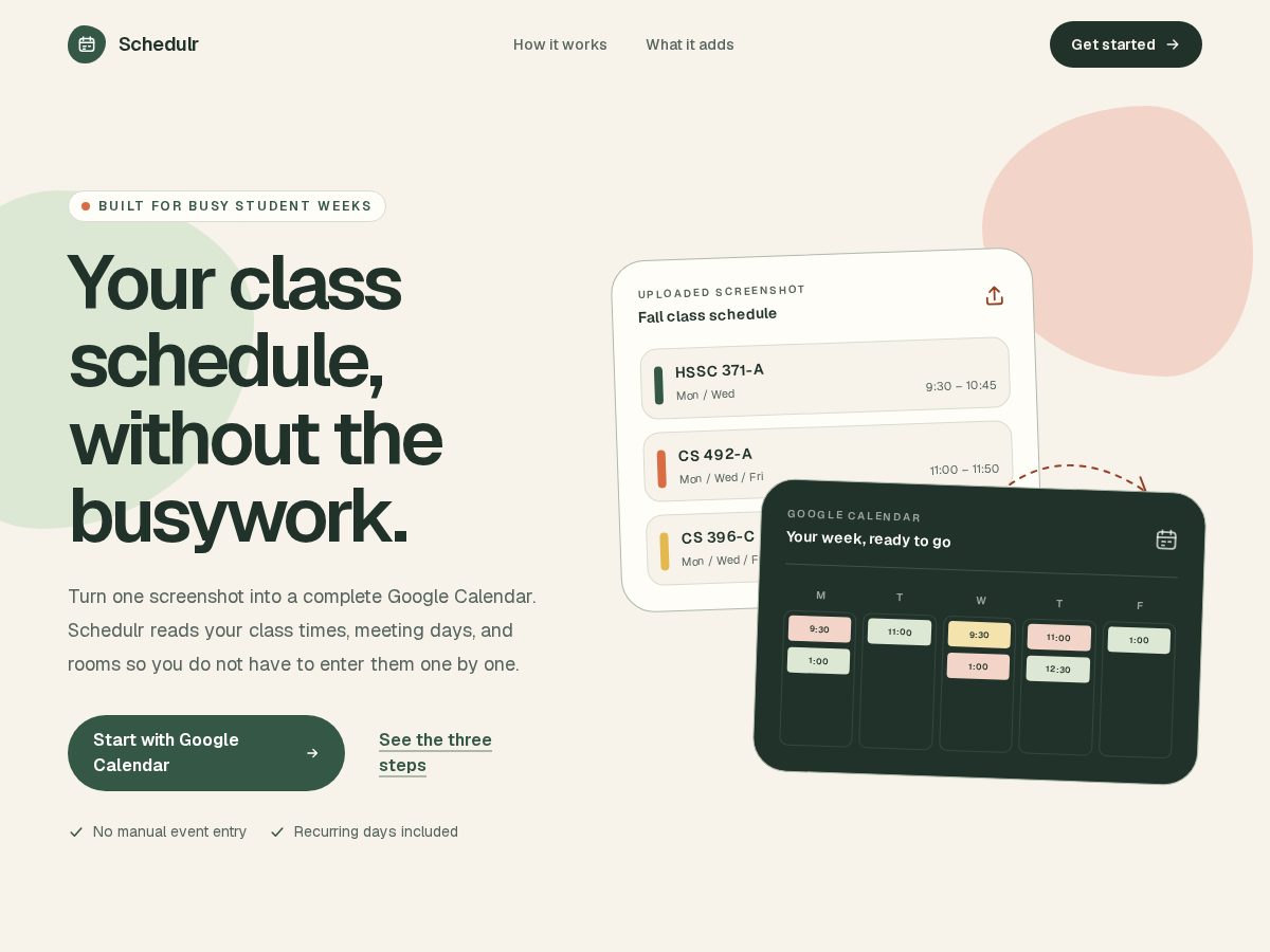 Landing-page snapshot of schedulrapp.com