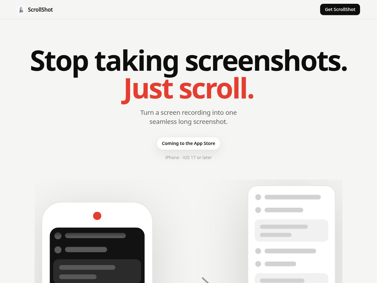 Landing-page snapshot of scrollshotapp.com