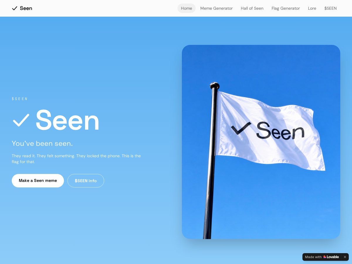 Landing-page snapshot of seenflag.com