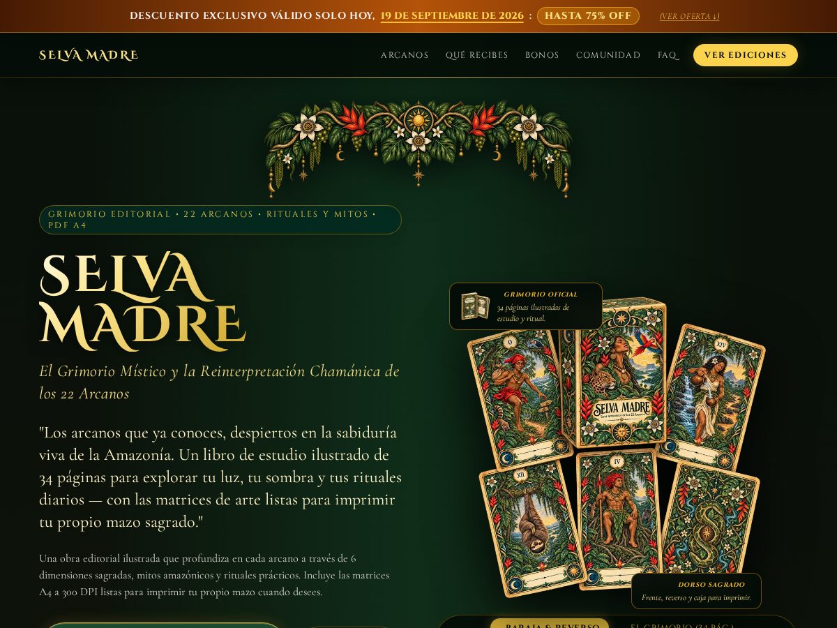 Landing-page snapshot of selvamadretarot.com