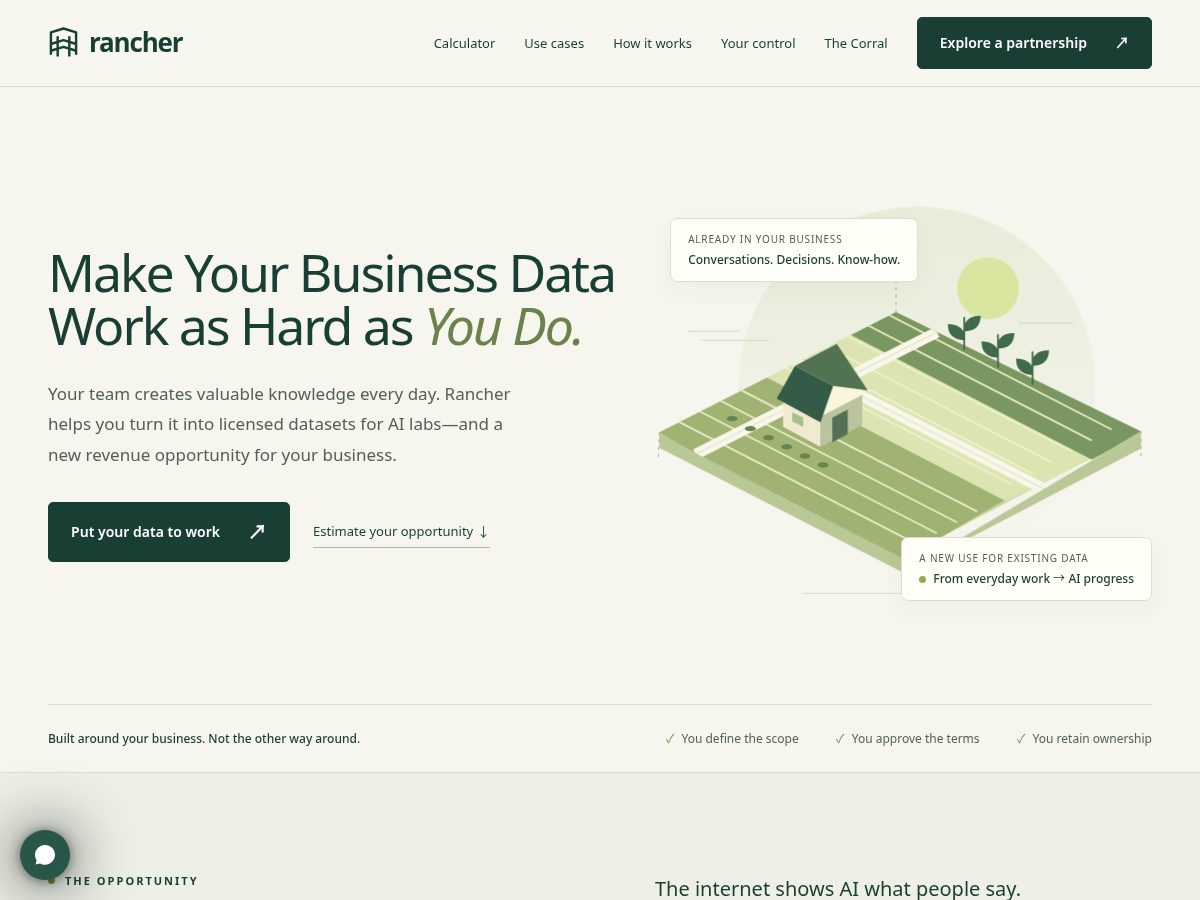 Landing-page snapshot of sendrancher.com