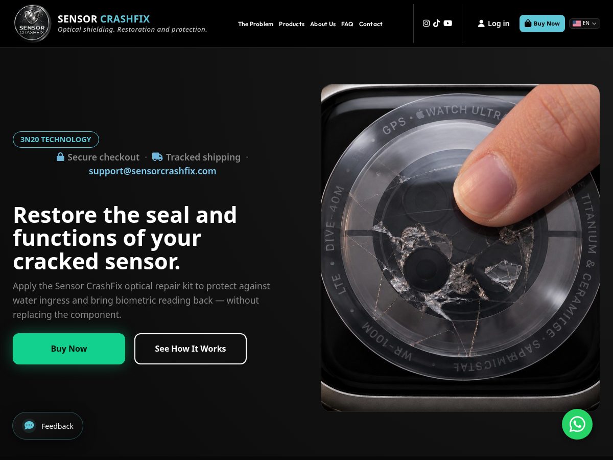 Landing-page snapshot of sensorcrashfix.com