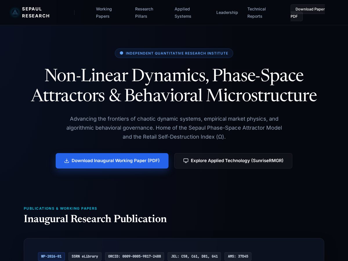 Landing-page snapshot of sepaulresearch.com