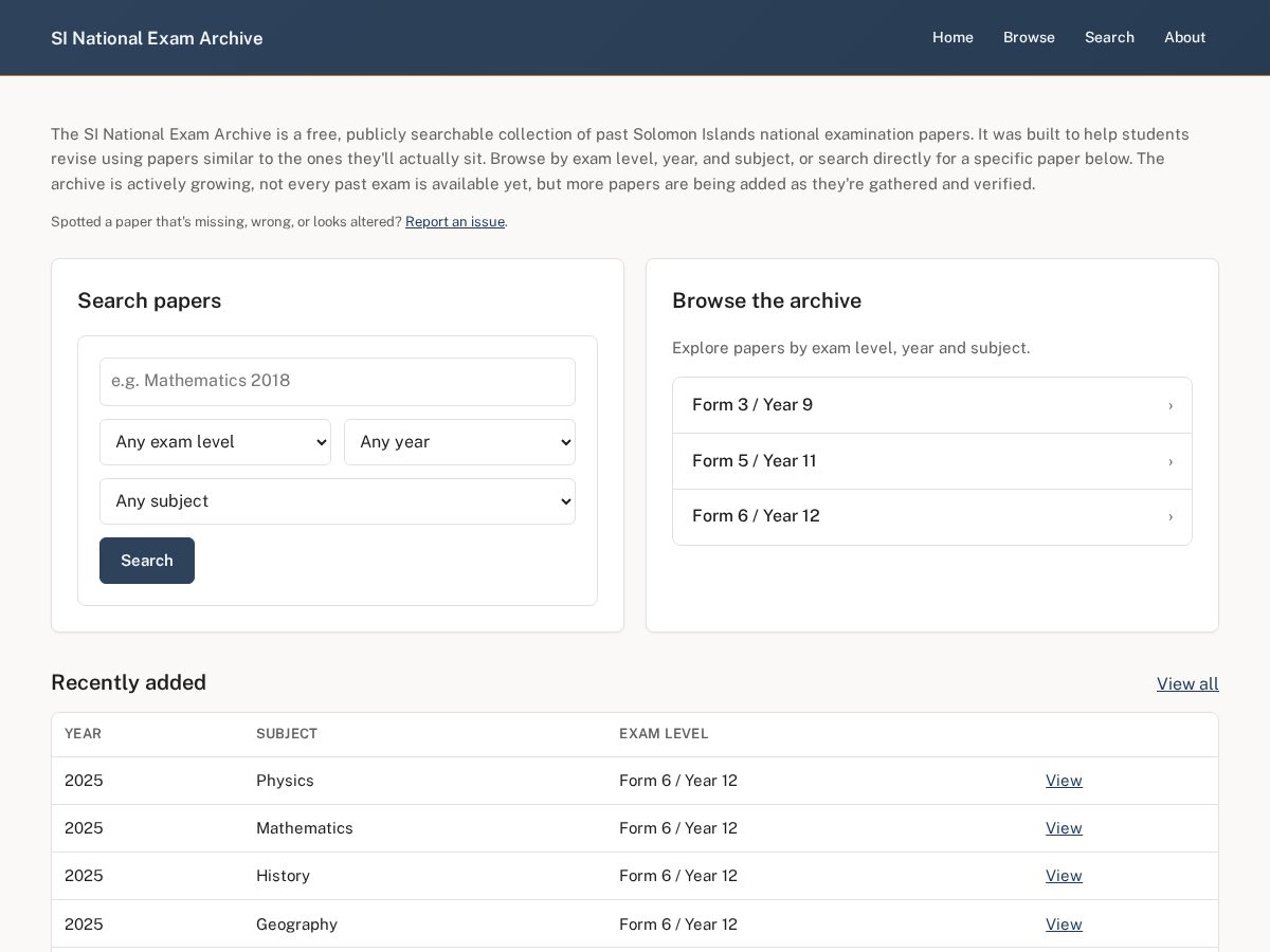 Landing-page snapshot of sipastexams.com