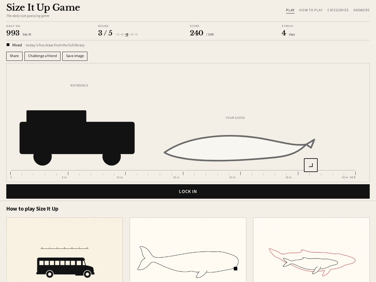 Landing-page snapshot of sizeitup.space