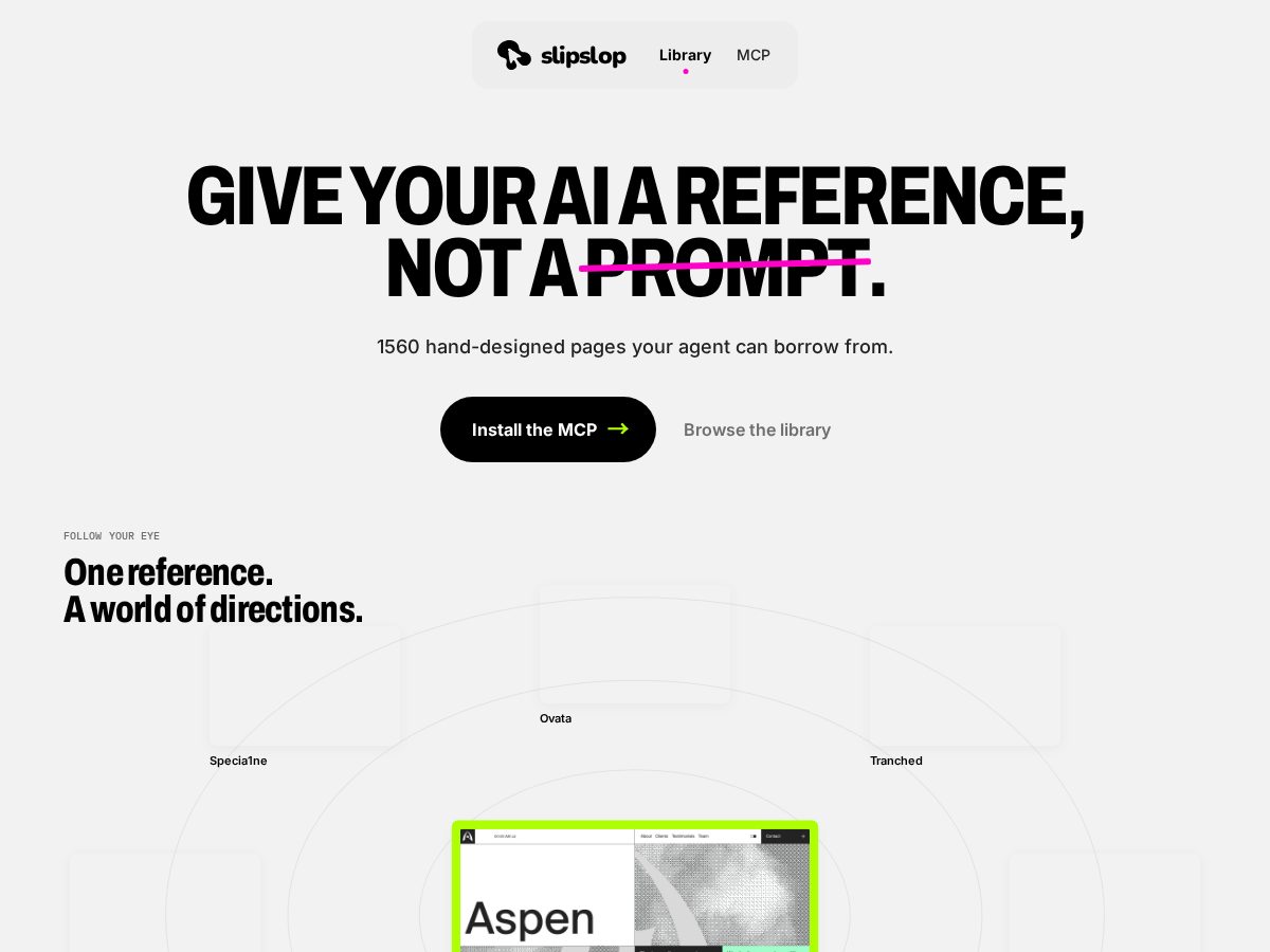Landing-page snapshot of slipslop.dev