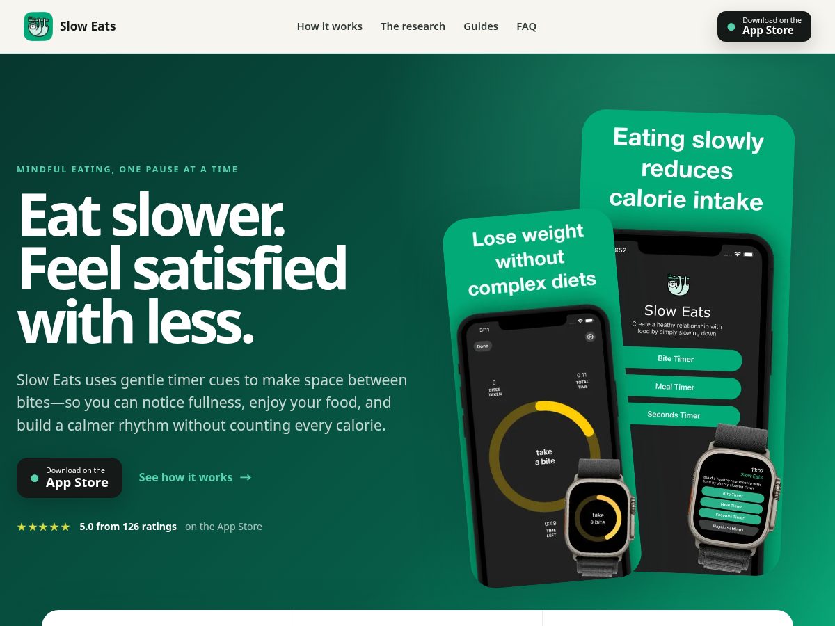 Landing-page snapshot of sloweatsapp.com