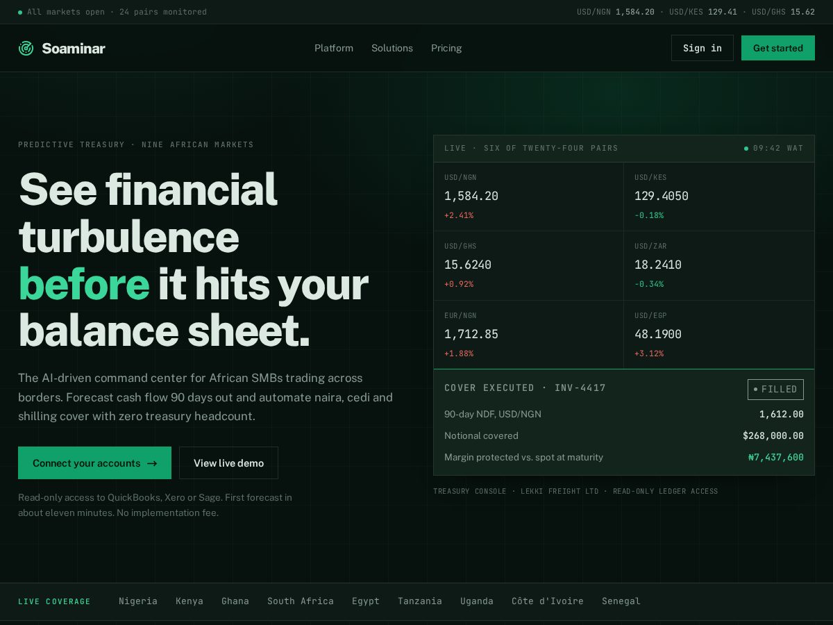 Landing-page snapshot of soaminar.com
