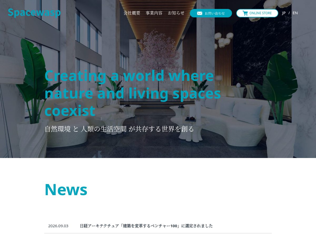 Landing-page snapshot of spacewasp.net