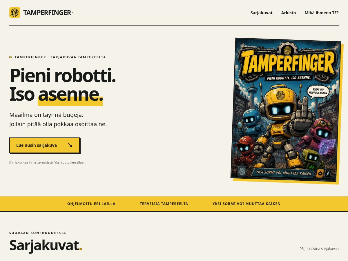 Landing-page snapshot of tamperfinger.net
