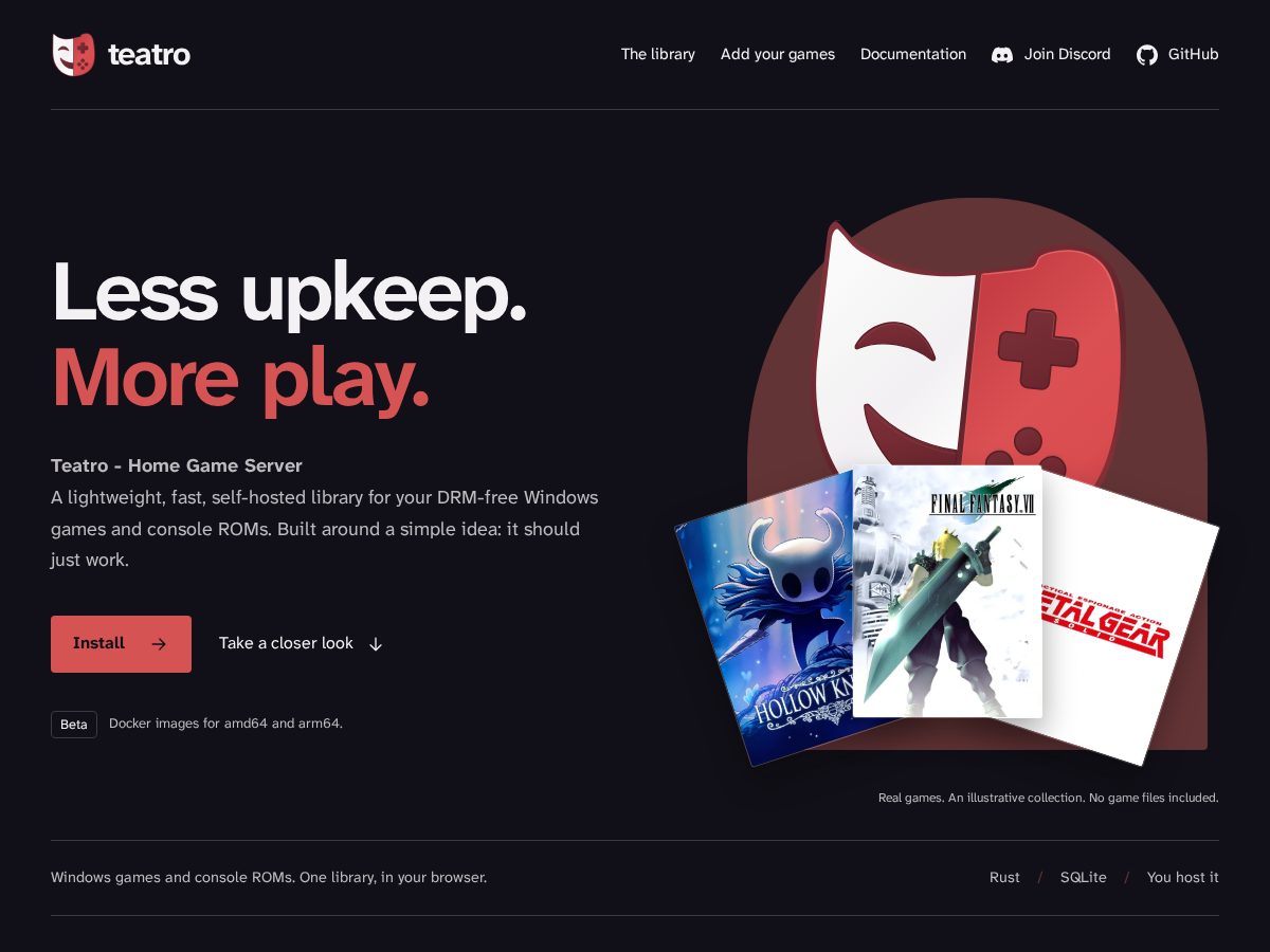 Landing-page snapshot of teatro.host