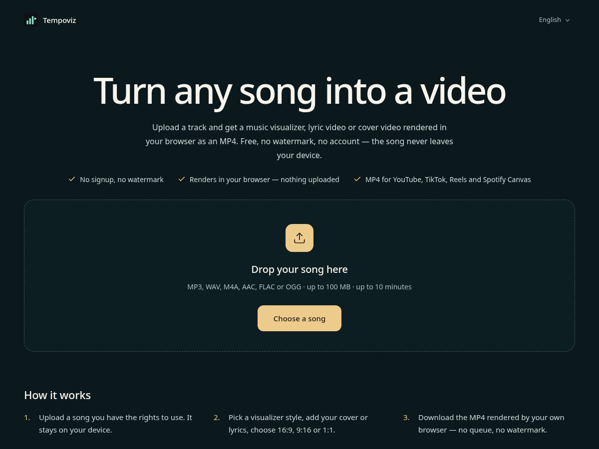 Landing-page snapshot of tempoviz.com