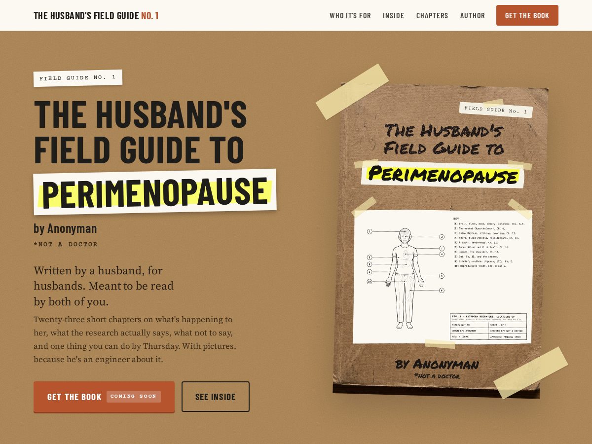 Landing-page snapshot of thehusbandsfieldguide.com