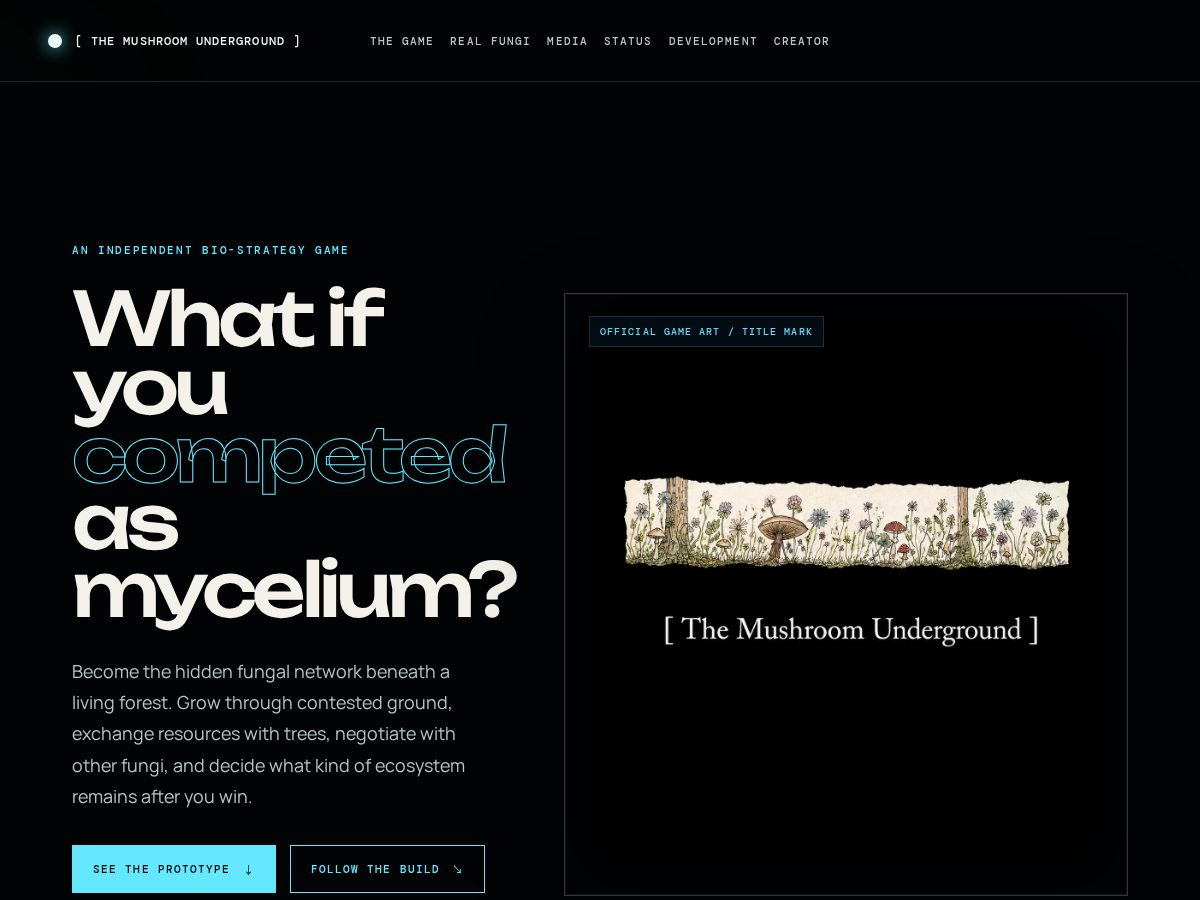 Landing-page snapshot of themushroomunderground.net