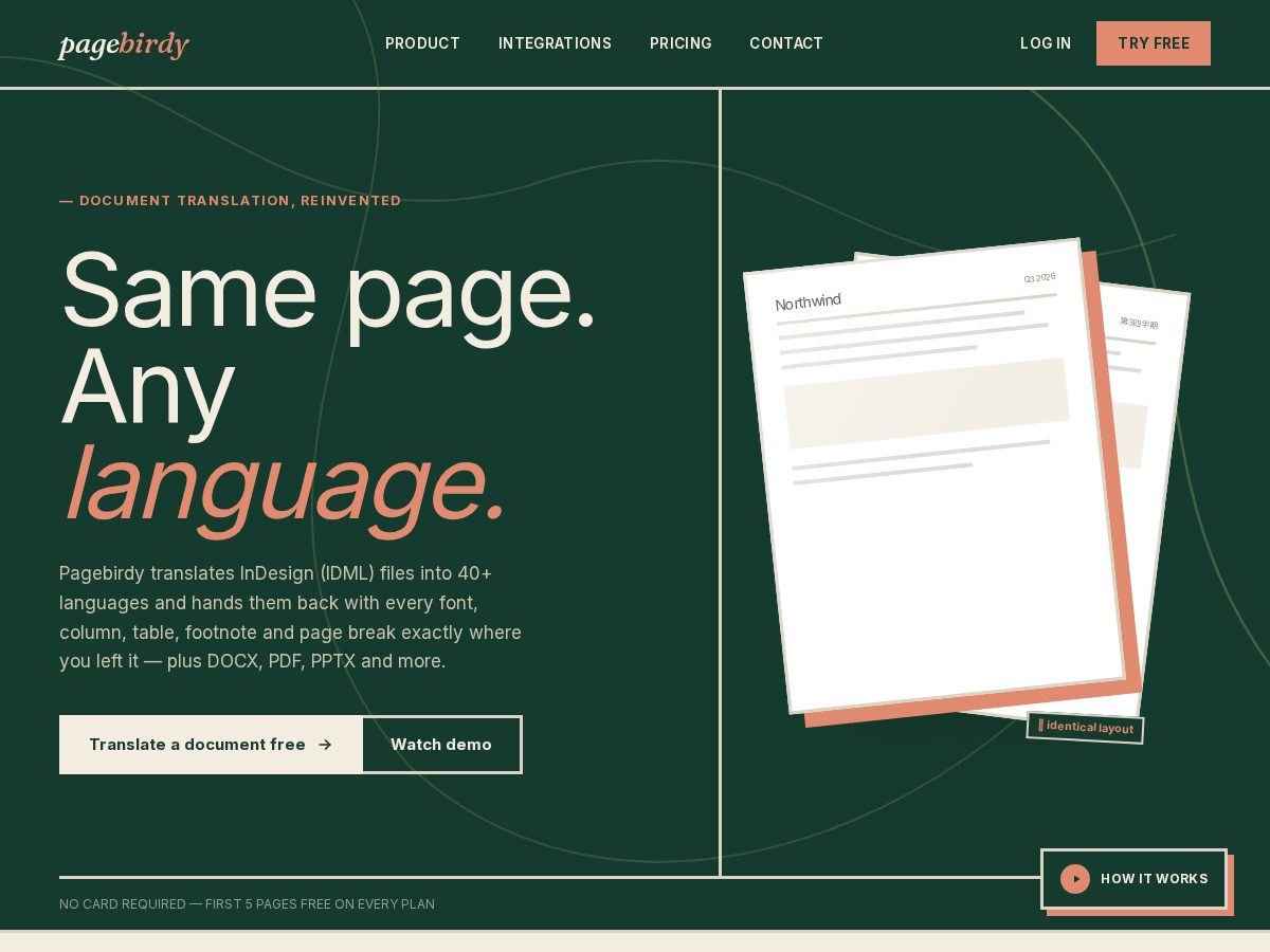 Landing-page snapshot of thepagebirdy.com