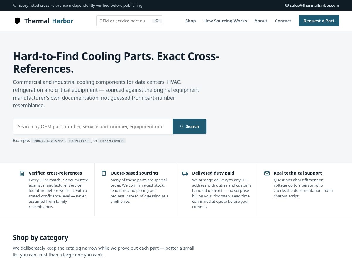 Landing-page snapshot of thermalharbor.com