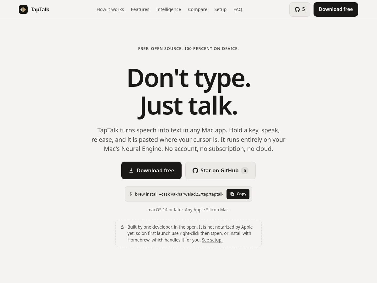 Landing-page snapshot of thetaptalk.com