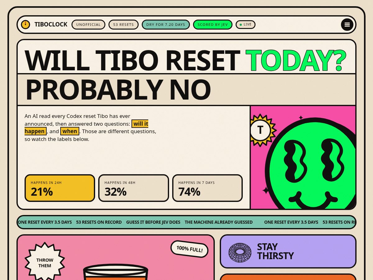 Landing-page snapshot of tiboclock.com