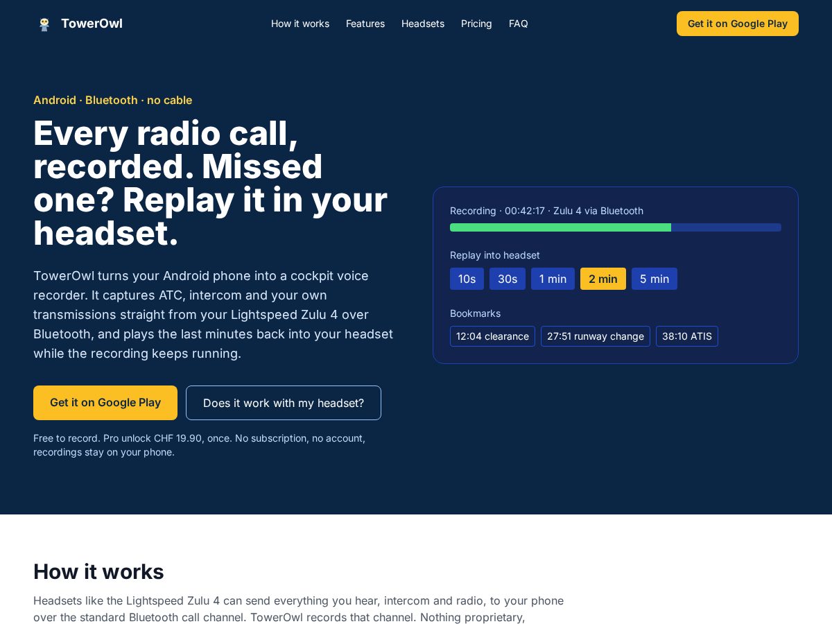 Landing-page snapshot of towerowl.com