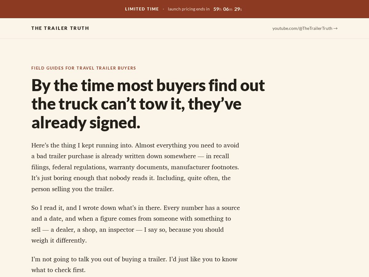 Landing-page snapshot of trailertruth.com