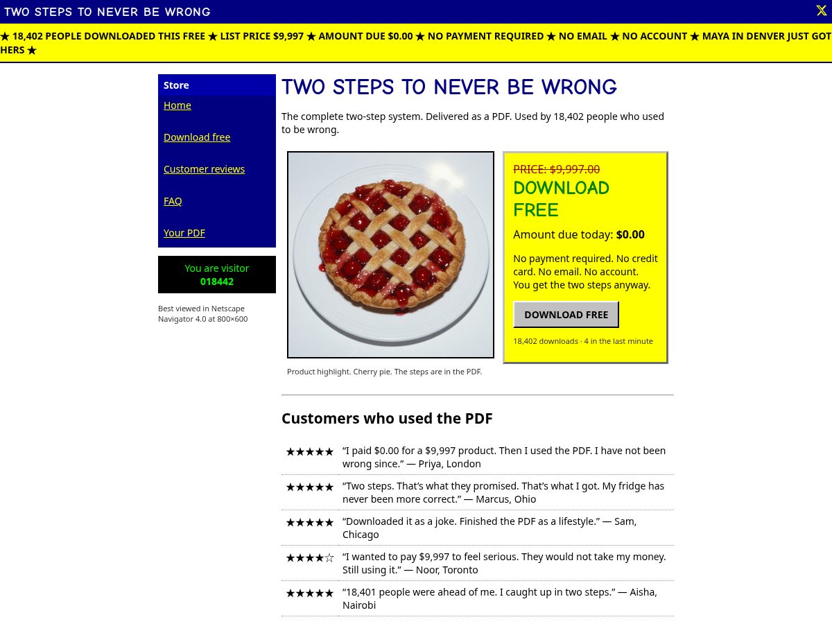 Landing-page snapshot of twostepstoneverbewrong.com