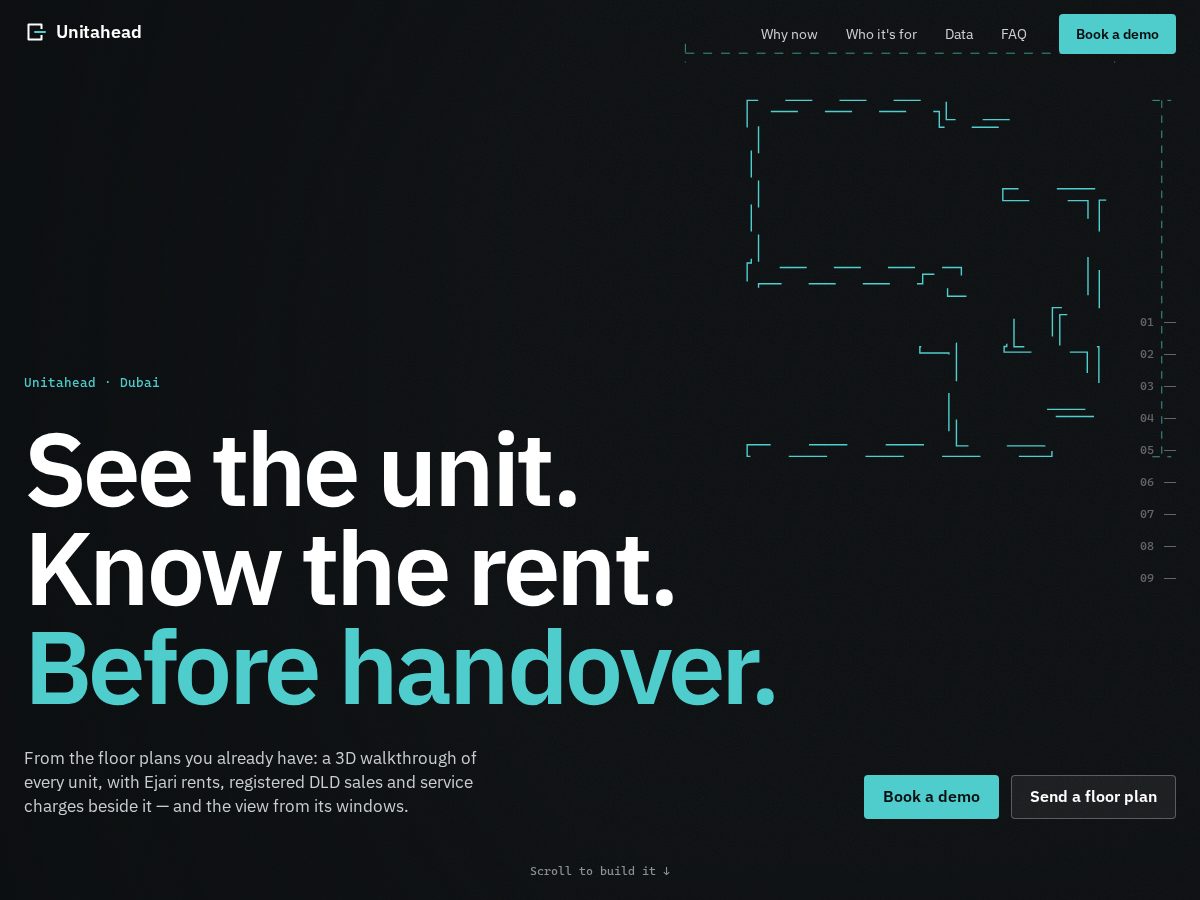 Landing-page snapshot of unitahead.com