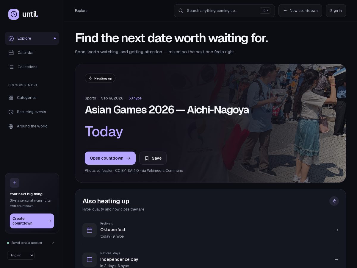 Landing-page snapshot of until.day