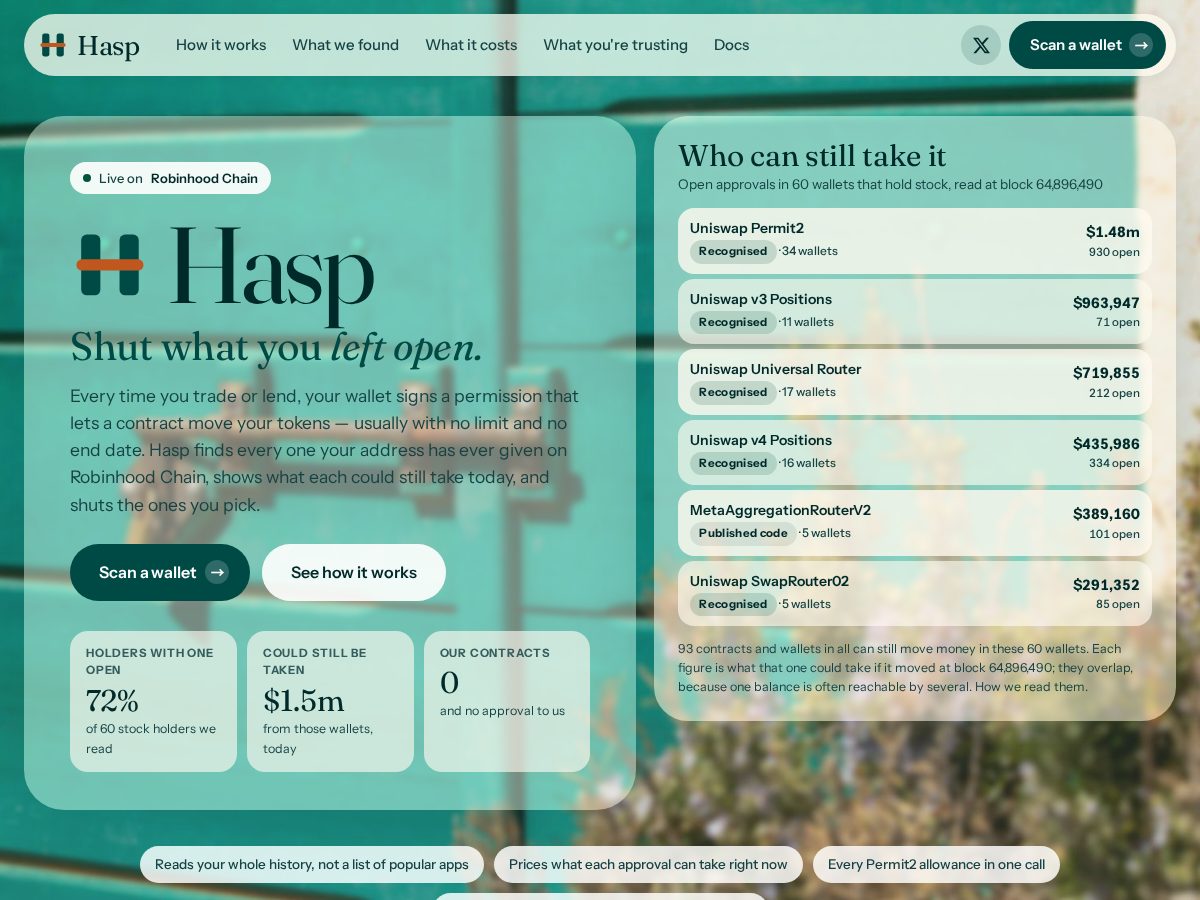 Landing-page snapshot of usehasp.xyz