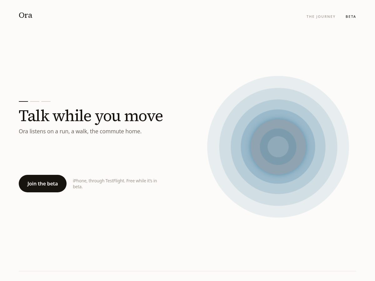 Landing-page snapshot of useora.fit