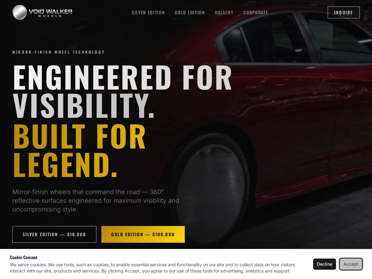 Landing-page snapshot of voidwalkerwheels.com