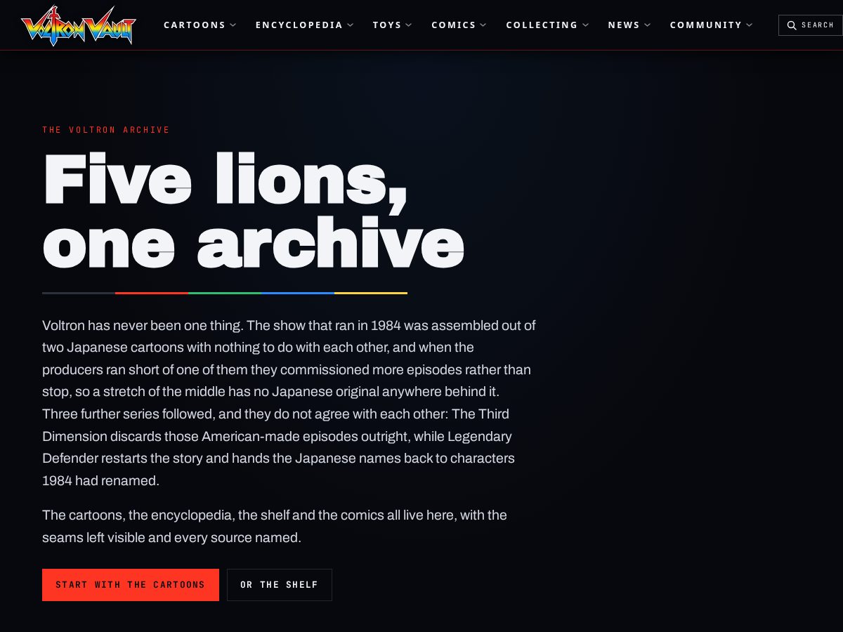 Landing-page snapshot of voltronvault.com