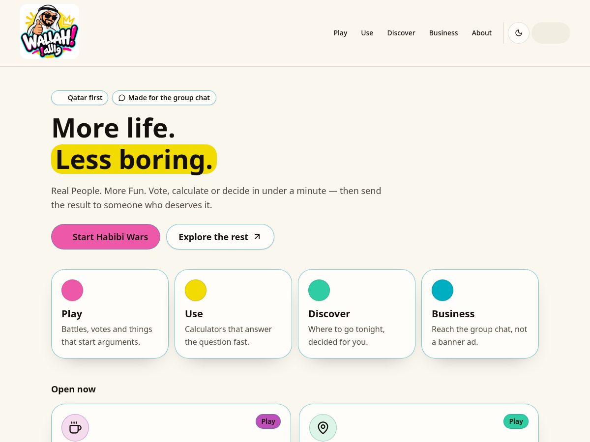 Landing-page snapshot of wallah.lol