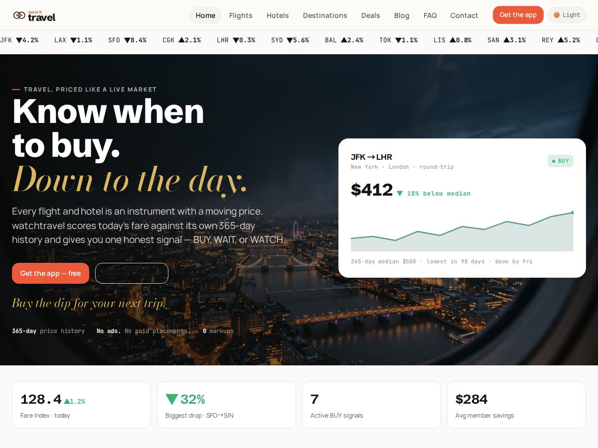 Landing-page snapshot of watchtravel.xyz