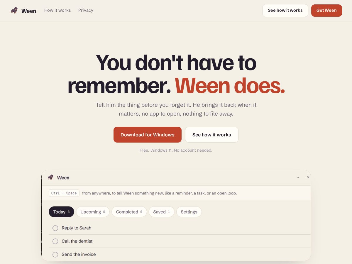 Landing-page snapshot of ween.dog