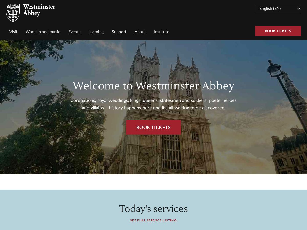 Landing-page snapshot of westminster-abbey-tickets.shop