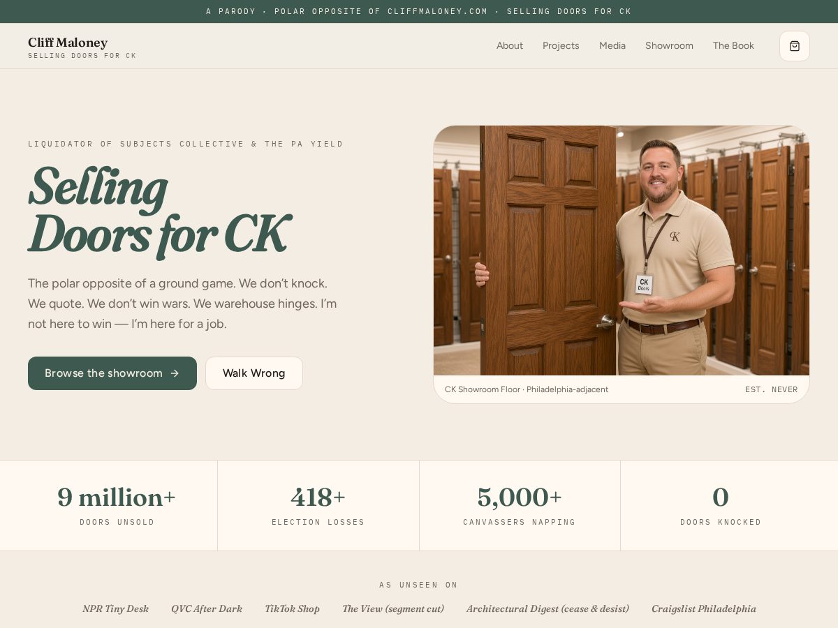 Landing-page snapshot of whoiscliffmaloney.com