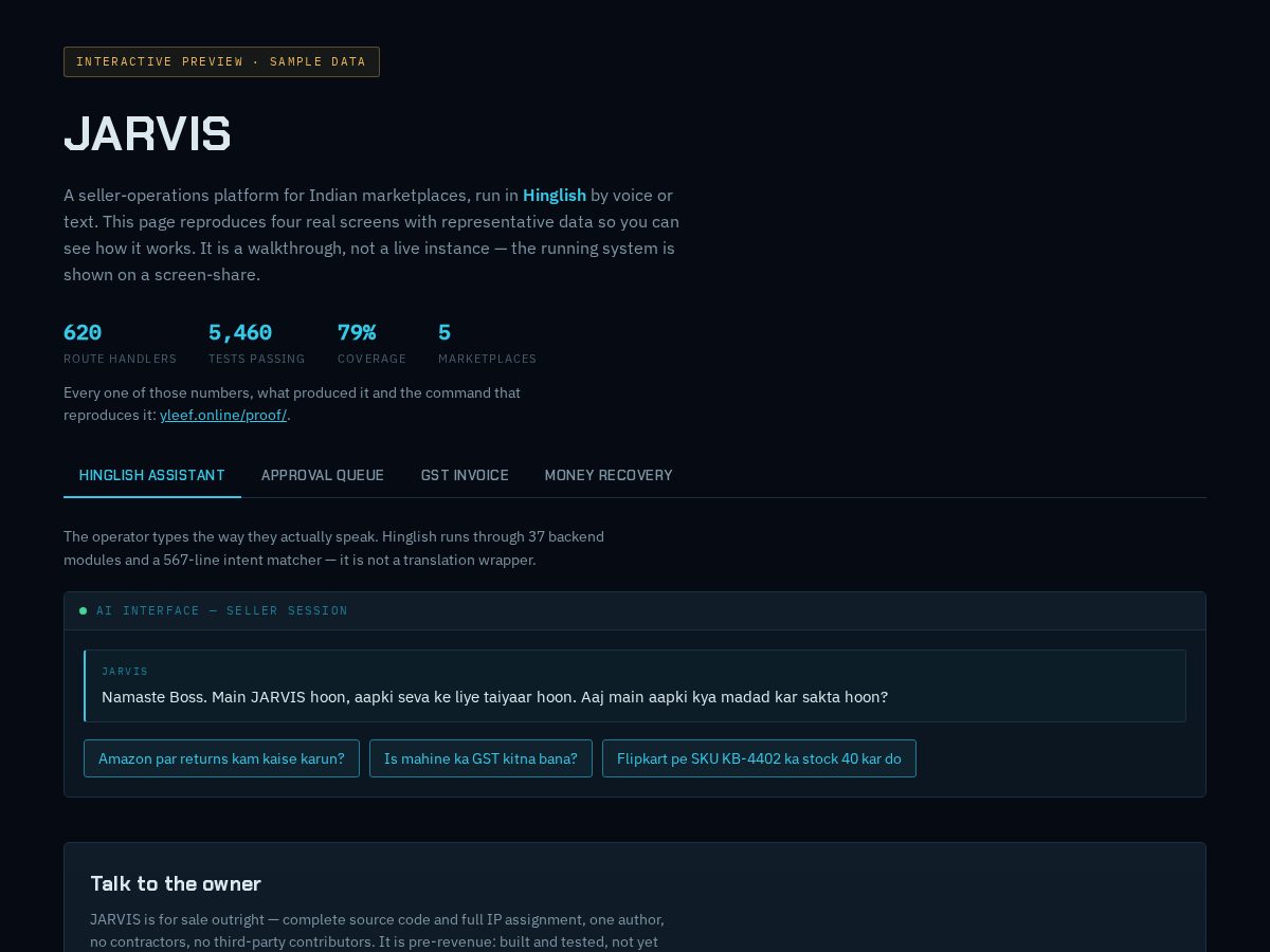 Landing-page snapshot of yleef.online