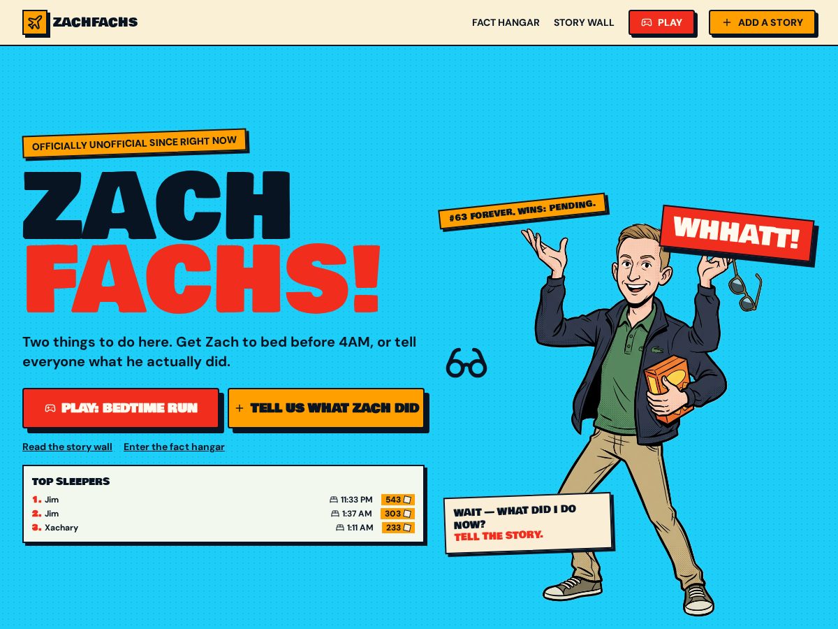 Landing-page snapshot of zachfachs.com
