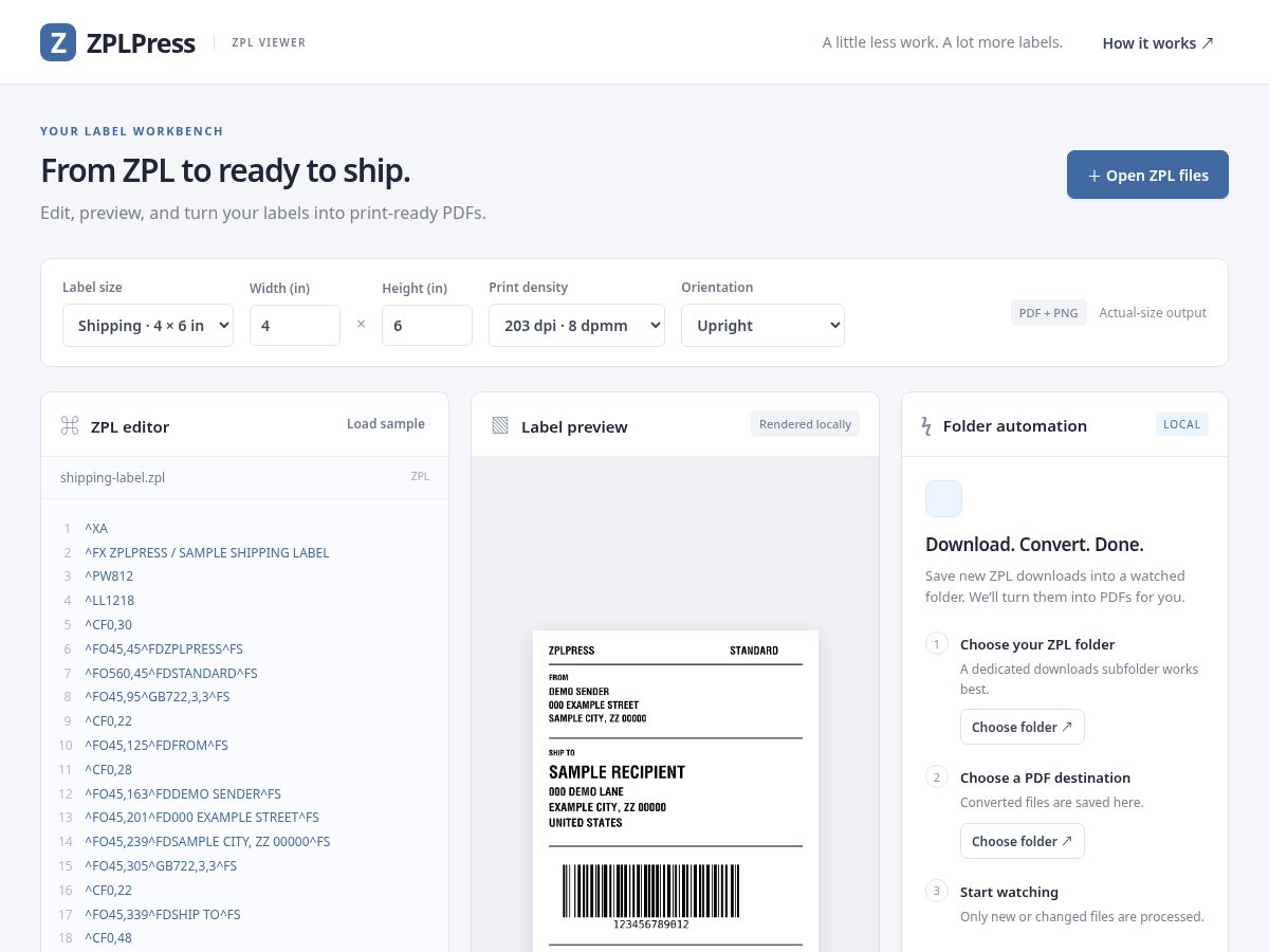 Landing-page snapshot of zplpress.com