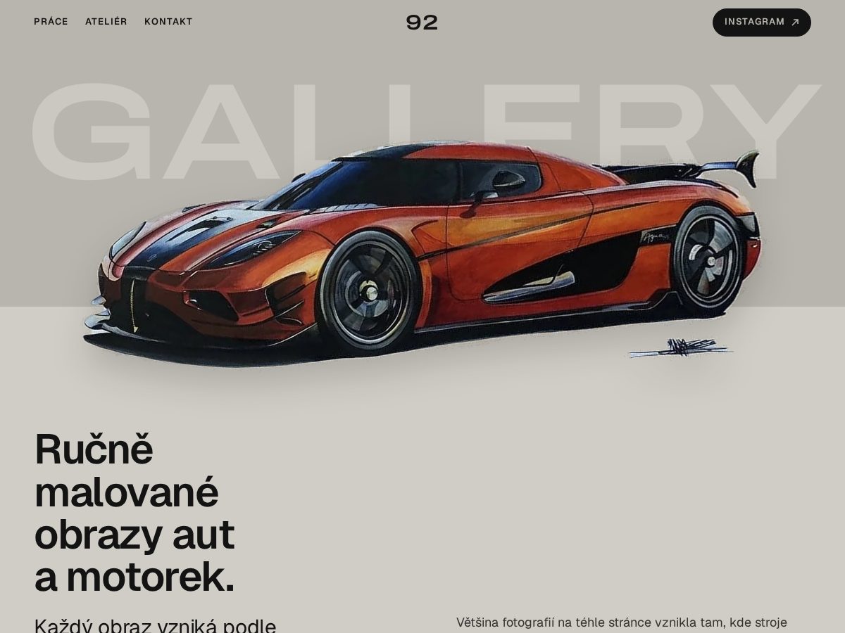 Landing-page snapshot of 92gallery.com