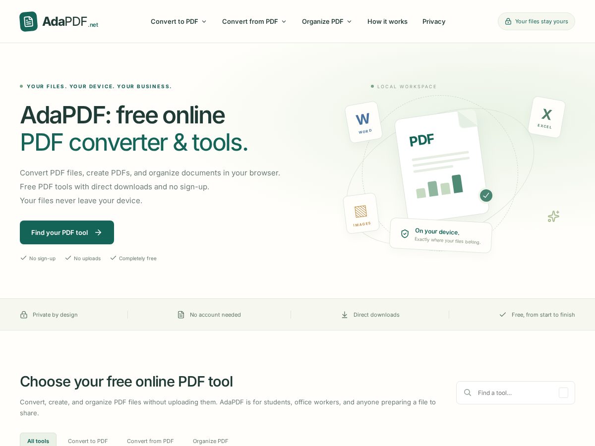 Landing-page snapshot of adapdf.net
