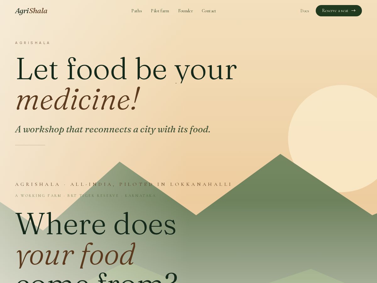 Landing-page snapshot of agrishala.farm
