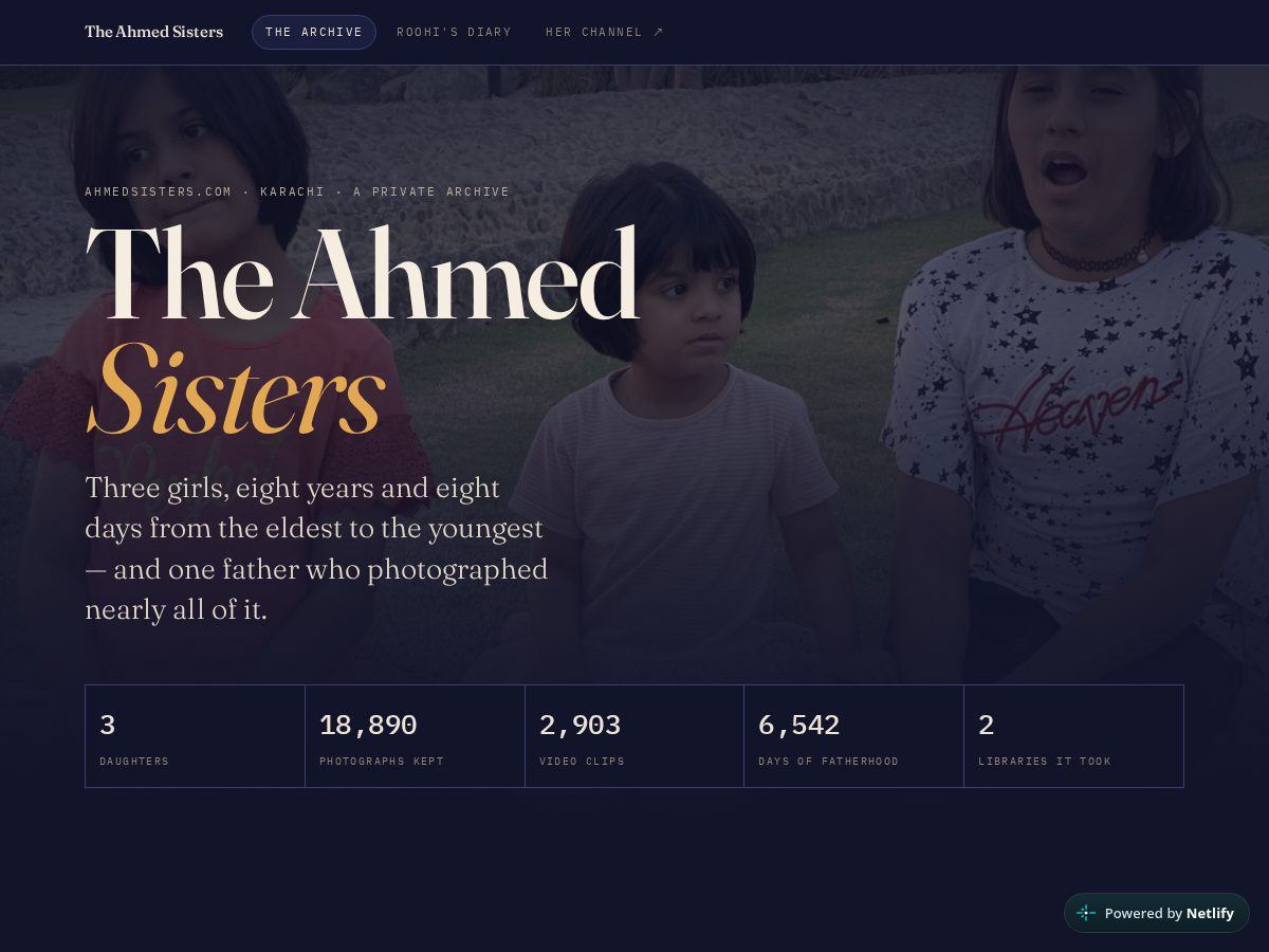 Landing-page snapshot of ahmedsisters.com