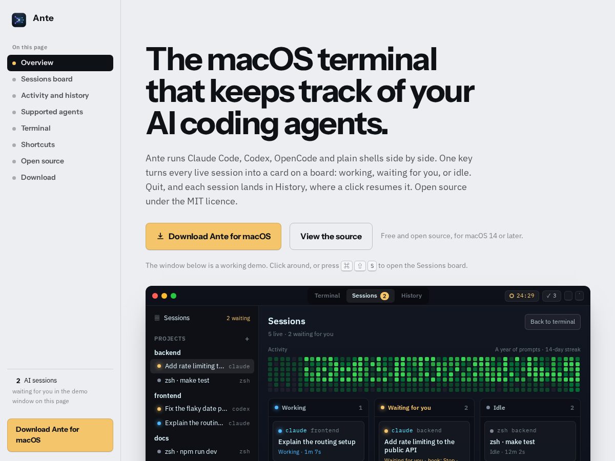 Landing-page snapshot of anterm.app