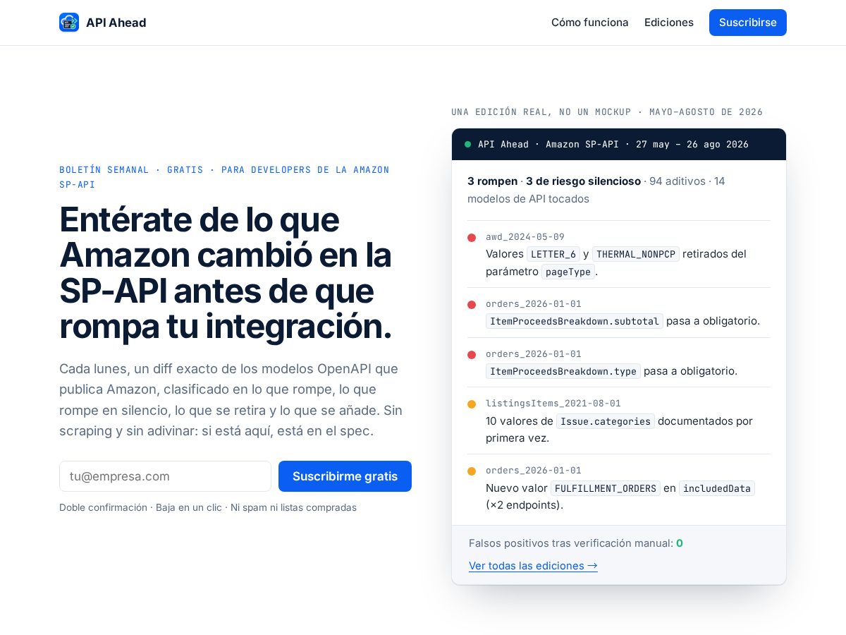Landing-page snapshot of apiahead.com