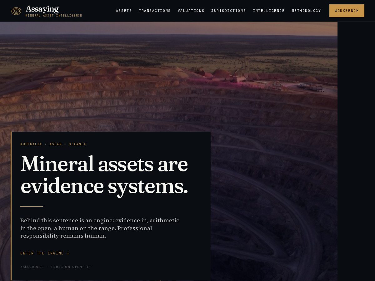 Landing-page snapshot of assaying.net