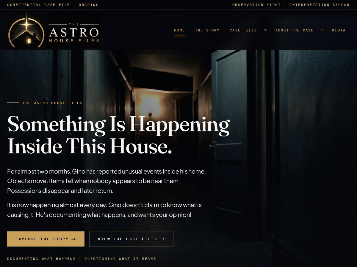 Landing-page snapshot of astrohousefiles.com