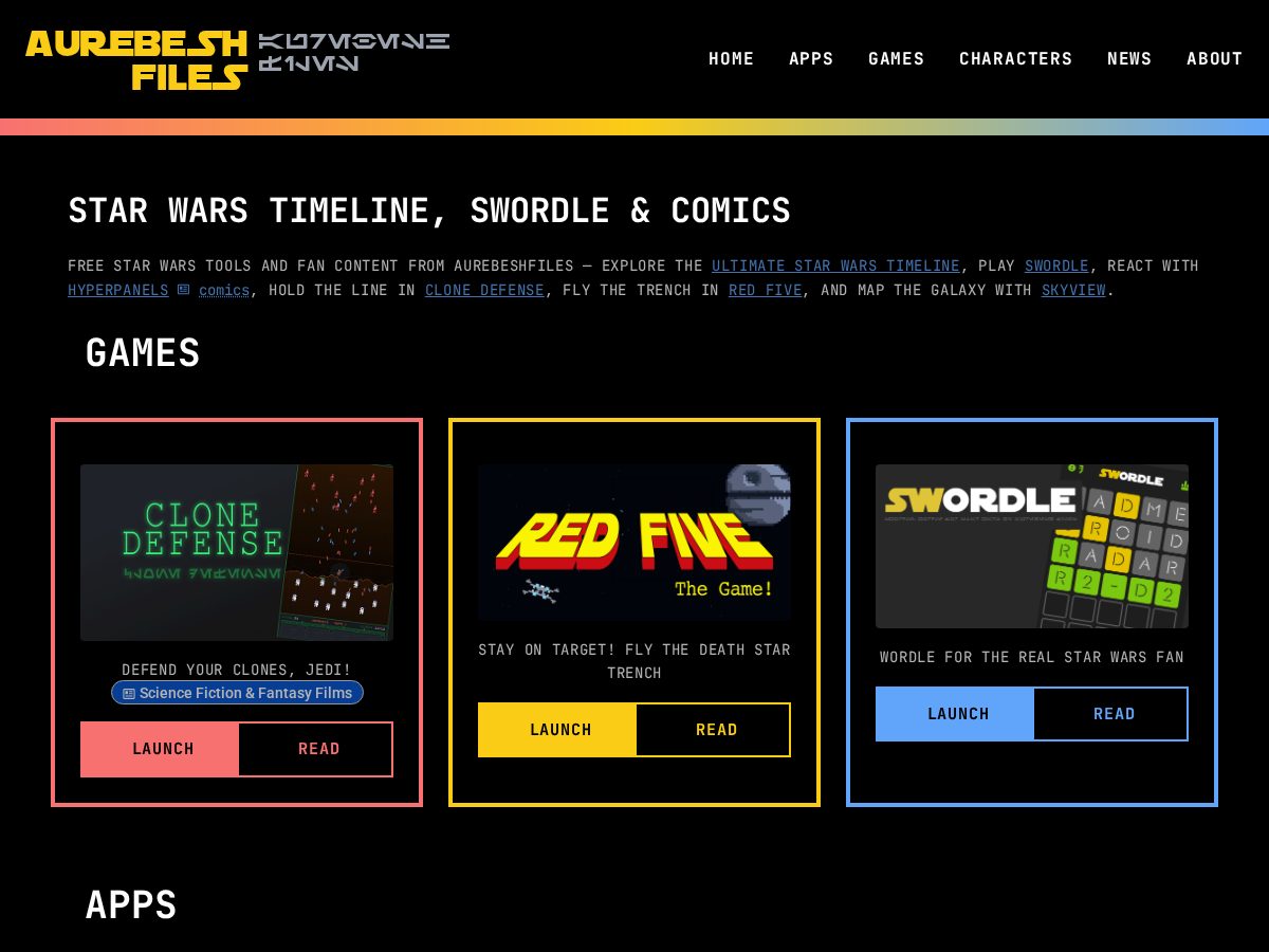 Landing-page snapshot of aurebeshfiles.com