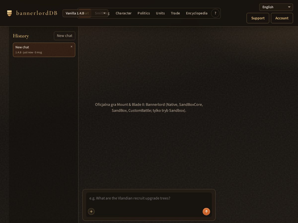 Landing-page snapshot of bannerlorddb.com